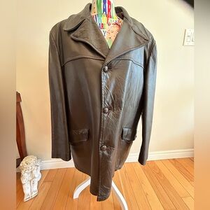 Vintage 1970’s Mod Rice Sportswear Hipster brown leather jacket size 44